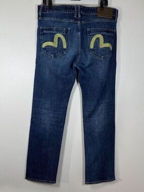 Evisu Men's Straight Jeans - Indigo Blue size 36